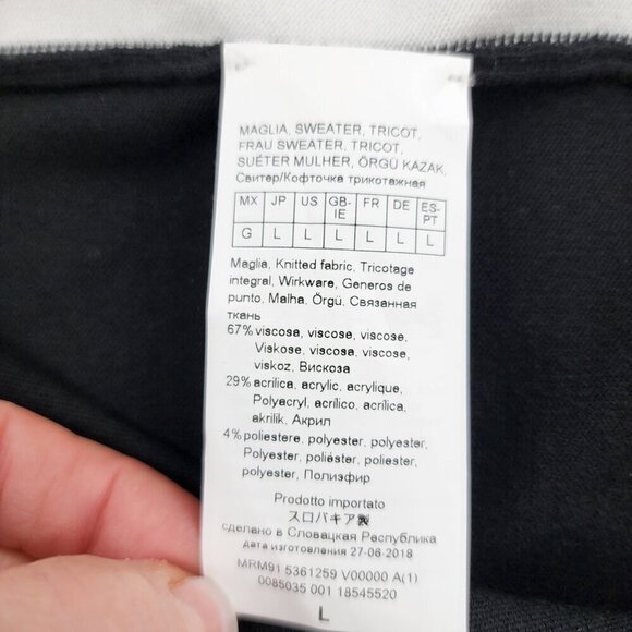 MARINA RINALDI Long Sleeve V-Neck Knit Top With Crystal Black - Picture 6 of 6